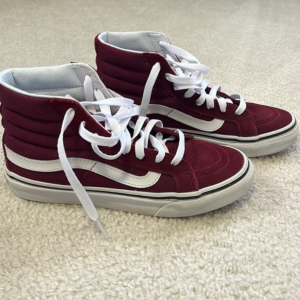 Vans Sk8 high top, maroon/burgundy